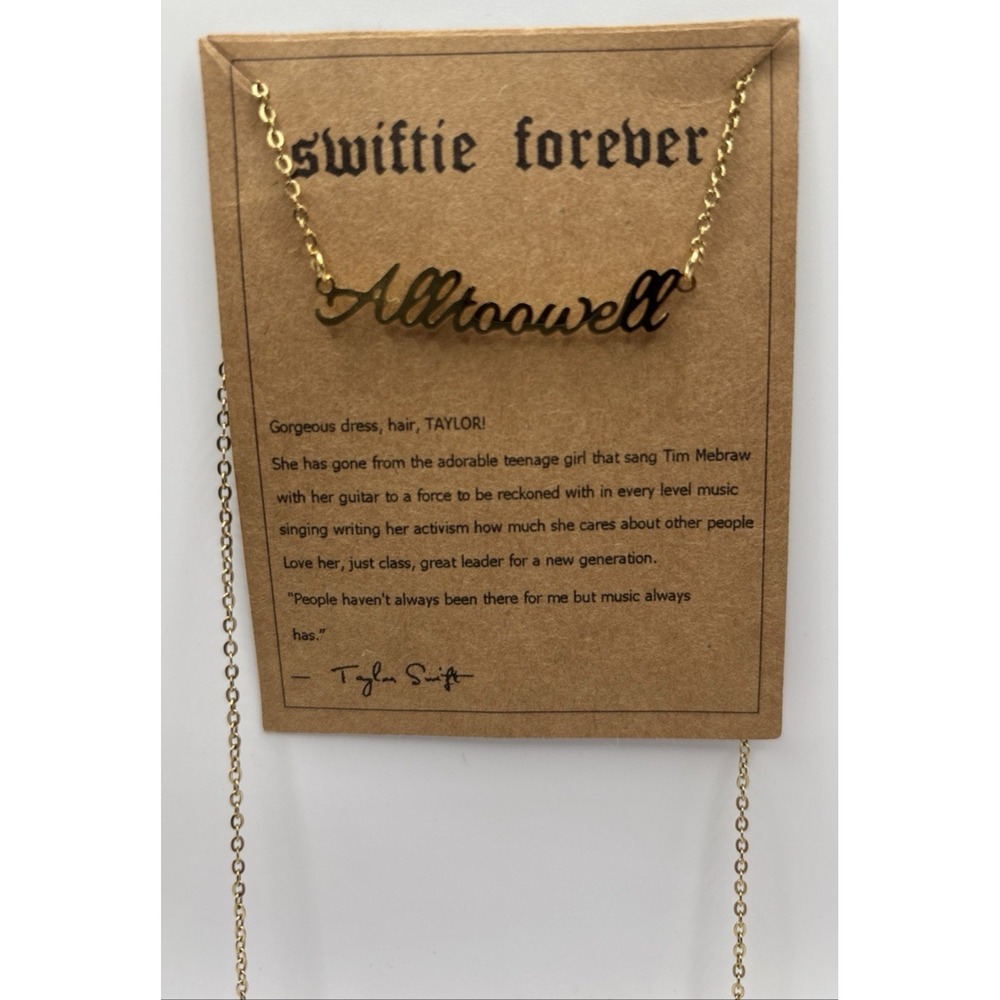 Taylor Swift Eras Tour "All Too Well" Swiftie Friendship Necklace Gold Tone‎